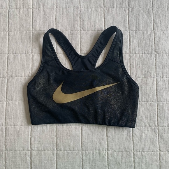 Nike Other - Nike Dri-Fit Racerback Sports Bra in Black & Shimmer Gold Size S
